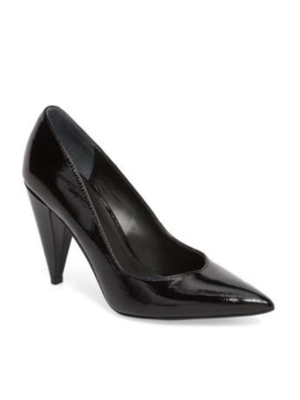 MARC FISHER Hesla Black Patent Leather Cone Heel Pump